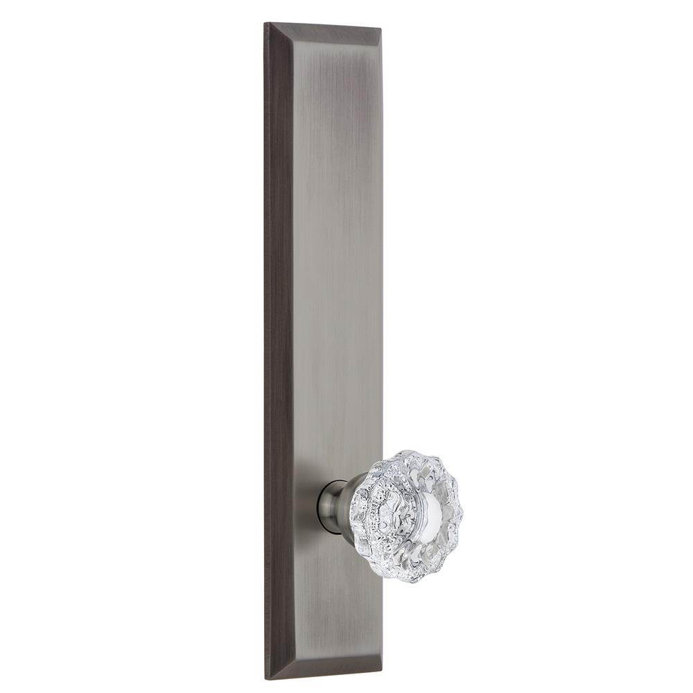 Grandeur by Nostalgic Warehouse FAVVER Fifth Avenue Tall Plate Privacy with Versailles Knob in Antique Pewter